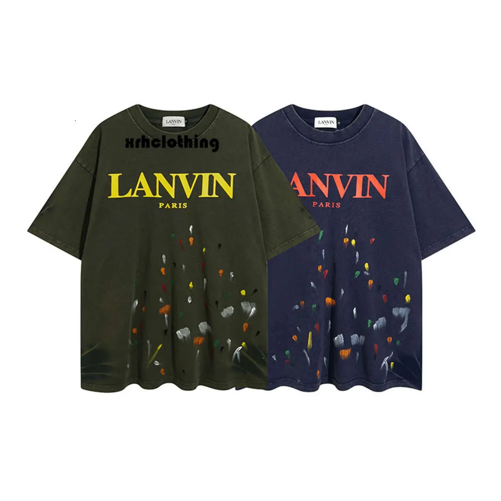 Lanvins camiseta Marca de moda de verão Lanvin Sparkled Letter impresso de camiseta de lazer masculina e feminina de mangas curtas