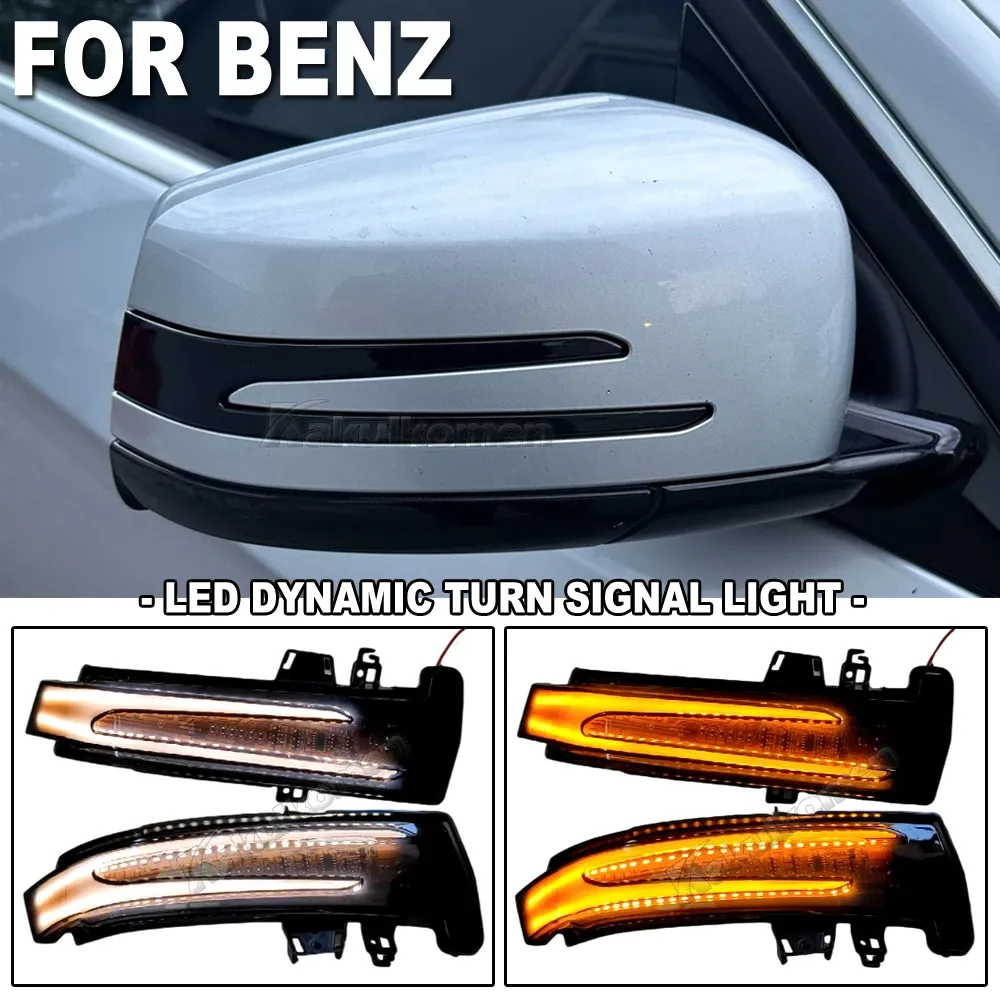 Dynamic turn signal LED rearview mirror streamer light For Mercedes Benz A B C E S CLA GLA GLK Class W176 W246 W212 W204 W221