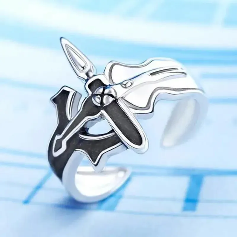 Sword Art Online Retro Kirito ASUNA Cross Open Ring per amanti Donne Uomini Regolabili Finger Finger Anelli di gioielli Anillo