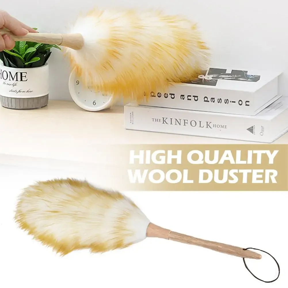 High Quality Wool Duster Anti-static Lambswool Feather Soft Brush Household Mites Lambswool Dusting Duster Brush Furniture Y9D1