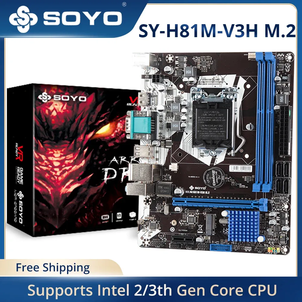 マザーボードSOYO H81MV3H M.2マザーボードデュアルチャンネルDDR3メモリVGA M.2 PCIEX4 SSD USB3.0 SATA LGA1155 INTEL ORIGINAL MOTHARBORD