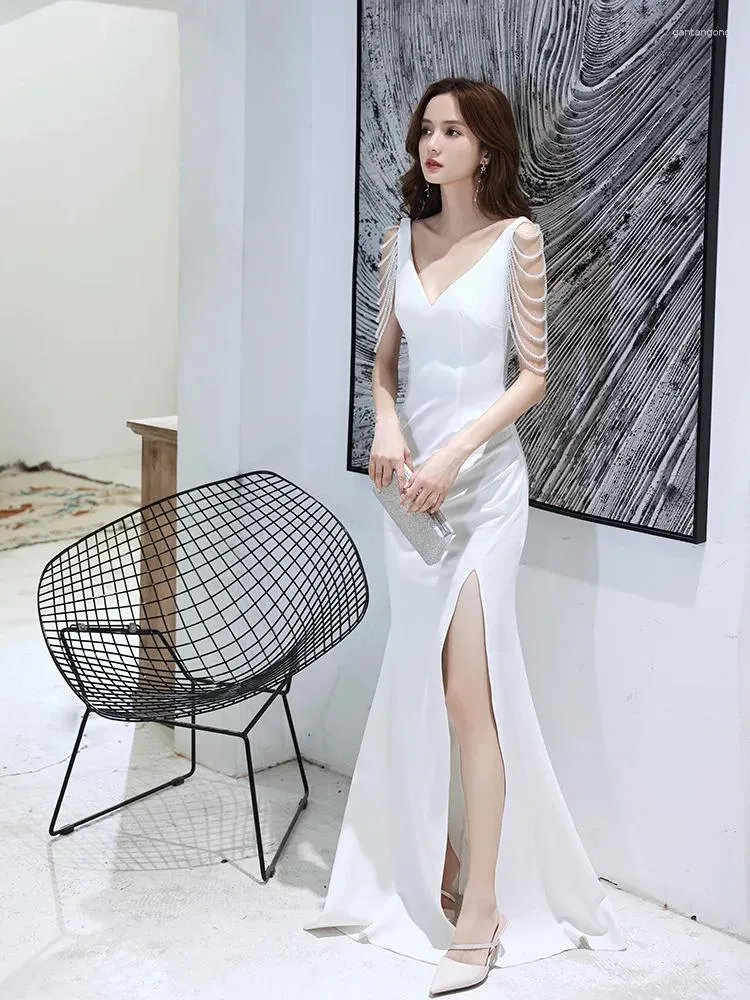 Casual Dresses Evening Dress Female Temperament Banquet 2024 Annual Meeting Of The Sexy Narrow Fishtail Skirt Velvet Socialite