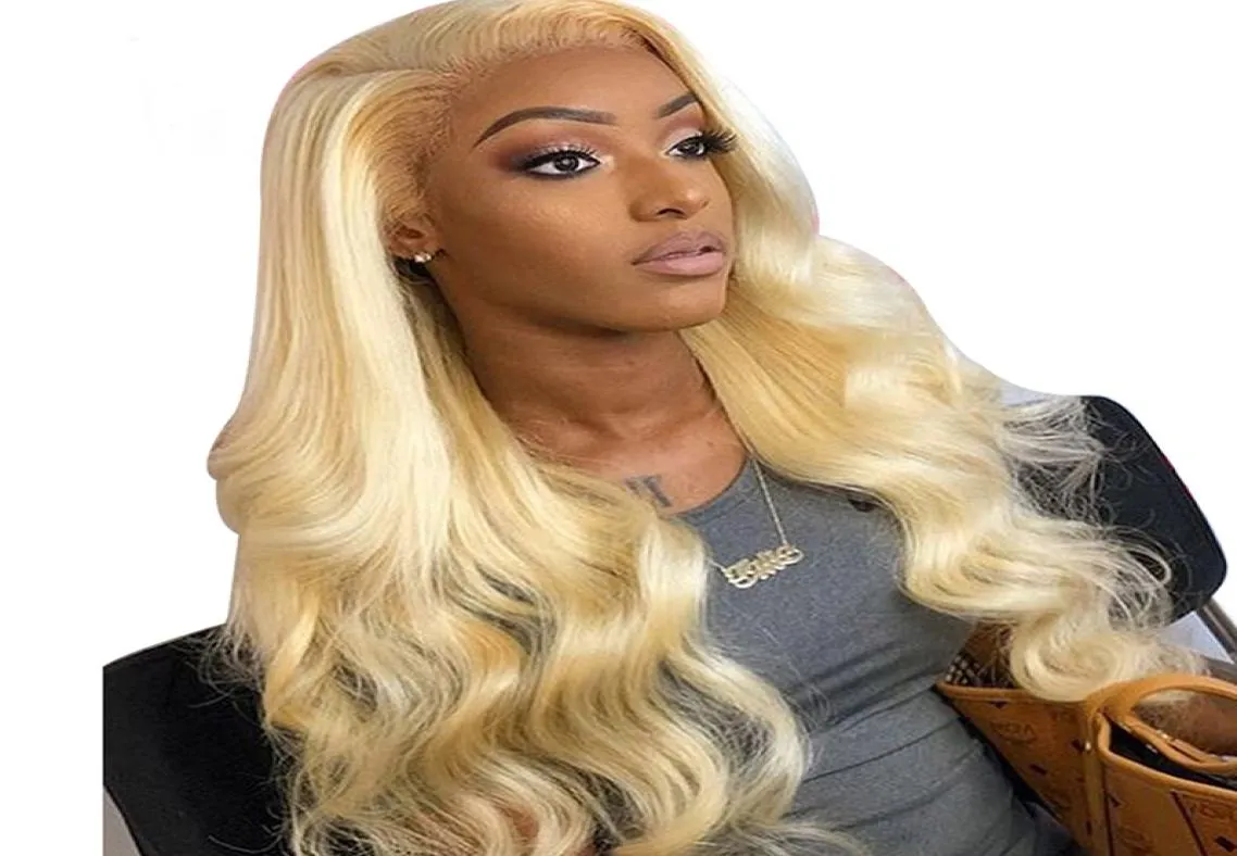 Blonde 613 Human Hair Glueless Full Lace Wig With Baby Hair 10A Body Wave Lace Front Wig For Woman Bleached Knot9255103