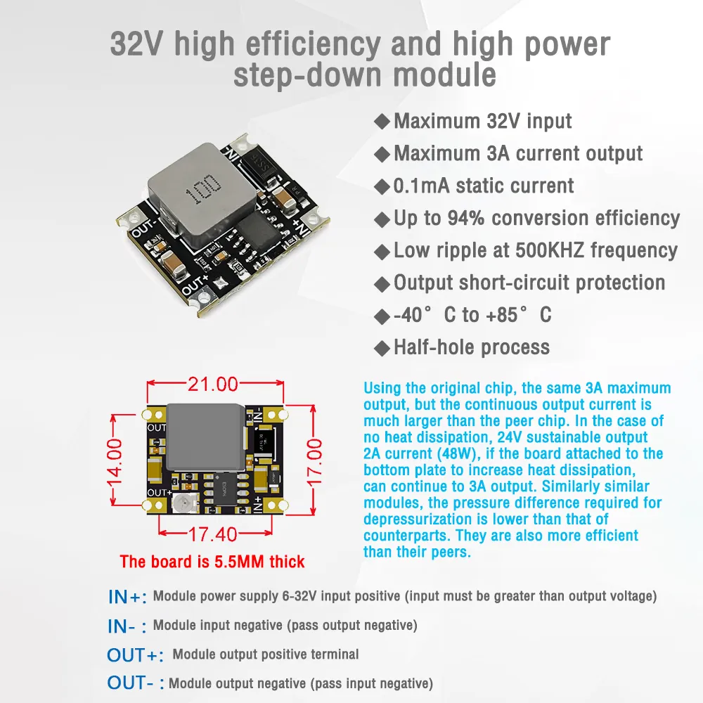 Step Down Module Function 3A Step Down Voltage Converter DC-DC Module 6V-32V to 5V 9V 12V 24V ...