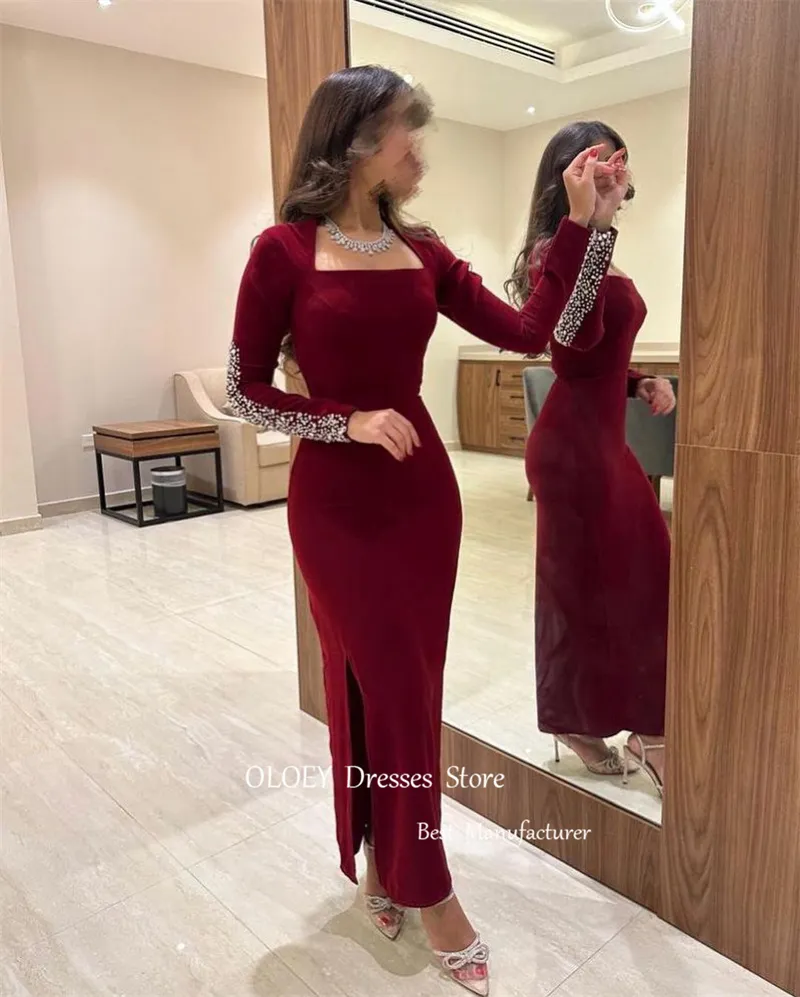 Mermaid Evening Dress with Beading, Square Neck, Long Sleeves, Ankle  Length, Satin and Cotton Formal Gown for Women from Dhgate Others Apparel -  price 261.03