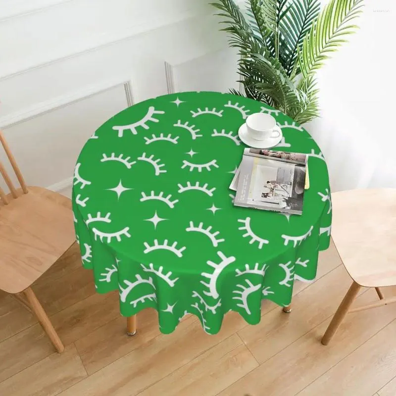 Couchettes de table en tissu imprimez la nappe ronde et la couverture de design blanc et vert pour les événements Party de Noël Protecteur