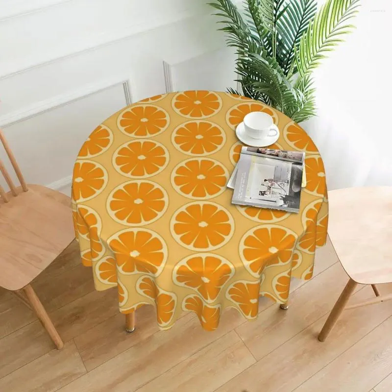 Table Cloth Oranges Slices Round Tablecloth Fruits Print Protector Vintage Living Room Dining Design Cover