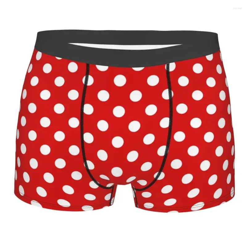 Underpants Men's Red Polka Dot Underwear Cute Boxer Briefs Shorts Panties Homme Breathable S-XXL