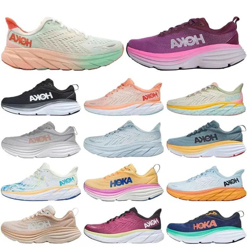 2024 One Bondi 8 Running Hokkas Shoes Womens Platform Sneakers Clifton 9 Men Women Blakc White Harbour Mens Women Trainers Runnners 36-48