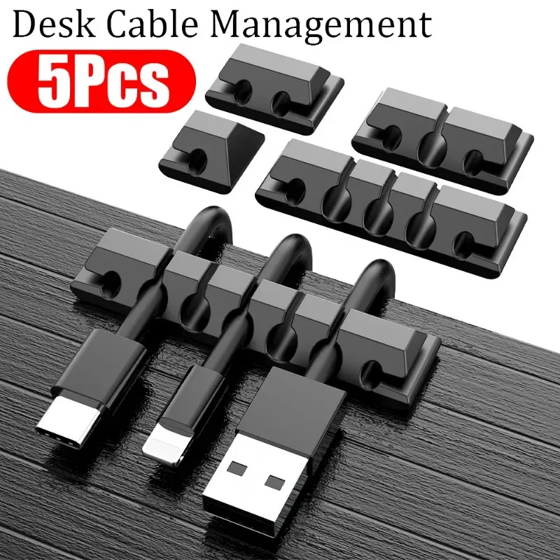 Zachte siliconen USB -kabelorganisator Bureaubeheer in auto Home Office Wire Holder Kabelwinder voor muis toetsenbord oortelefoon
