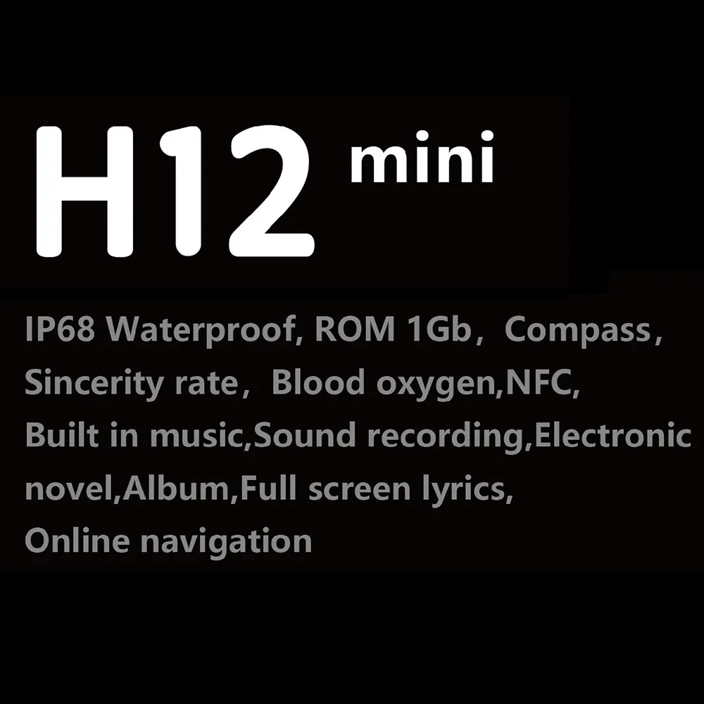 H12 Mini AMOLED SMART Saat Erkekleri Kadın 1.75 '' Ekran 1GB ROM Yerel Müzik NFC SES KAYIT İÇİN ANTER SWATCH İÇİN ANTİK SWATCH