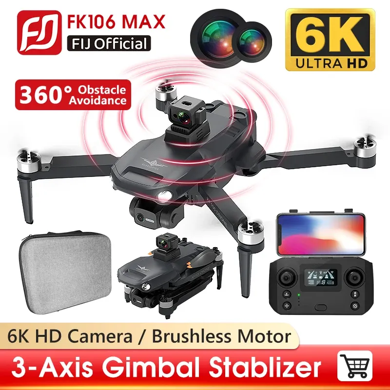 Drones KF106 MAX Drone 4K Professional 5G WIFI GPS 6K HD Camera Brushless 360 Obstacle Avoidance FPV Foldable Quadcopter RC Dron