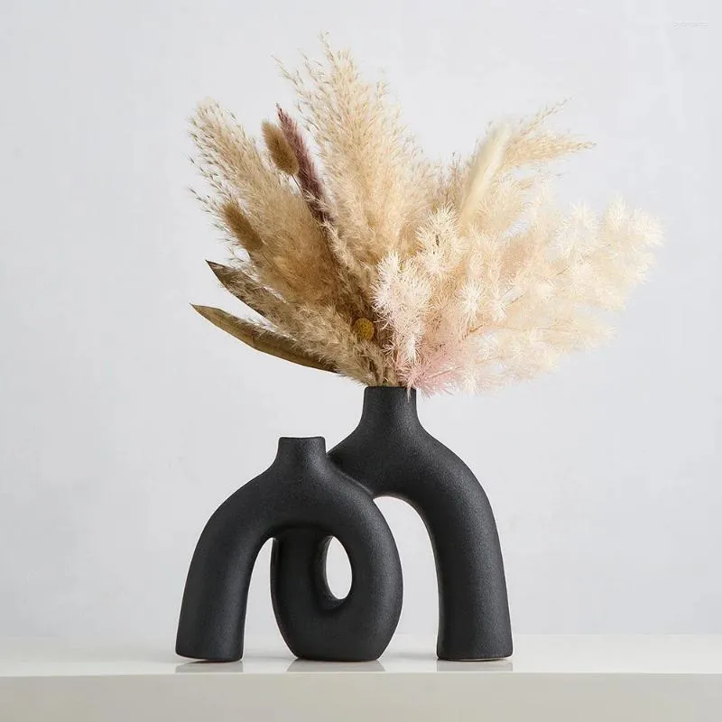 Vases en série Vase Résumé Art Decoration Home Decoration Cerramic Artisanat Bottes décoratives Modern Design Living Room Ornements de bureau Accessoires