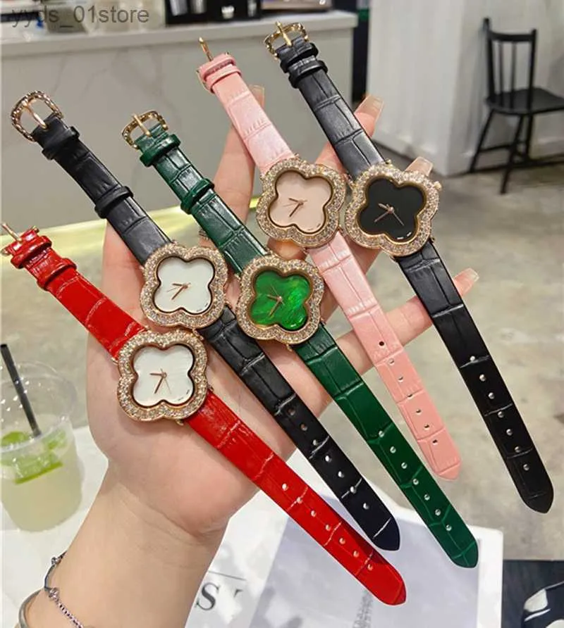 Women's Watches Fashion Full Brand Wrist Women Ladies Flowers Designer Crystal Style Luxury With Leather Str Quartz Clock VA06 L46