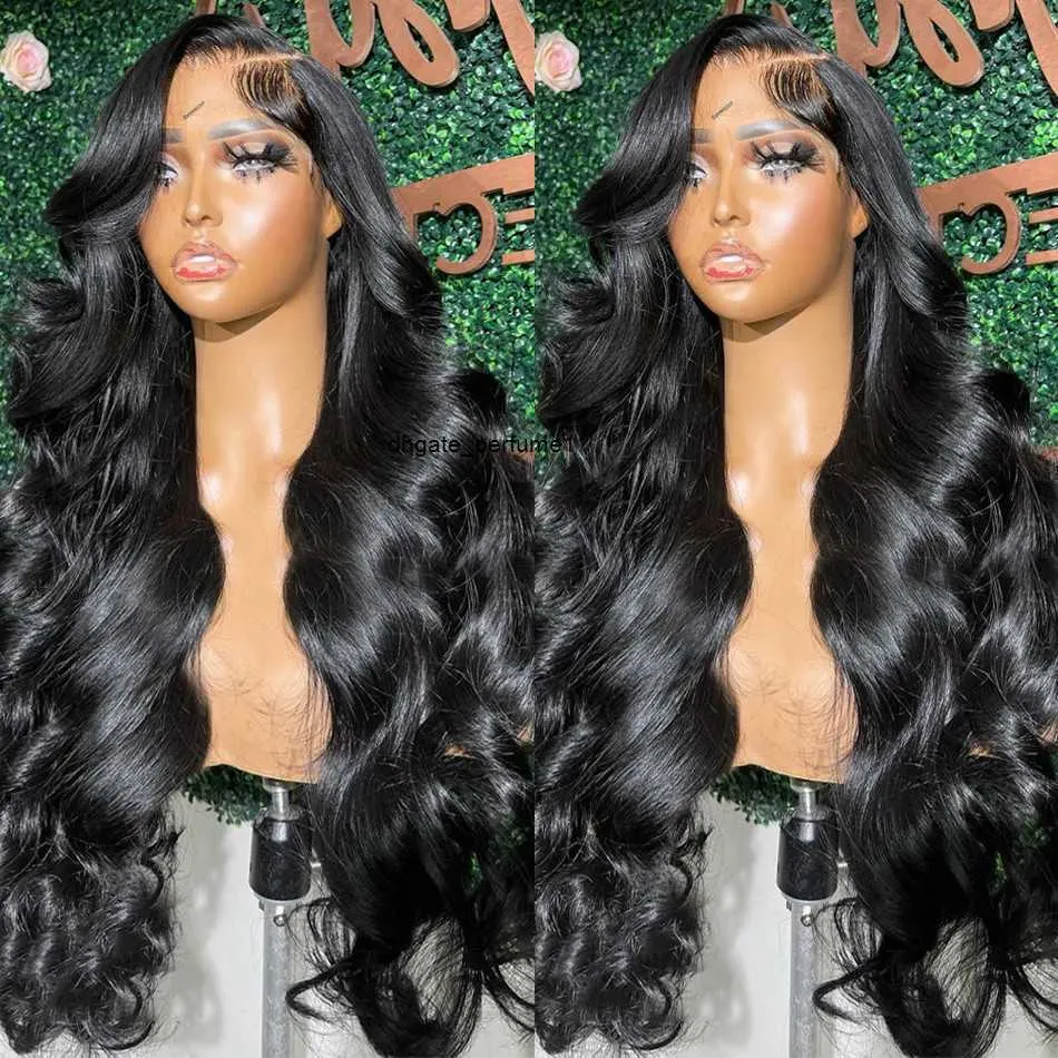 40 tum 13x4 Body Wave Spets Front Human Hair Wigs 250% Brasiliansk vattenvåg spets frontala peruk för kvinnor blondin/röd/grå syntetisk peruk cosplay