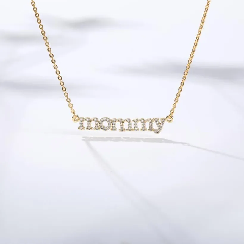 Ny personlig mamma bokstav zirkonhalsband hänge för kvinnor kristall choker kedja smycken mors dag födelsedagsgif184s