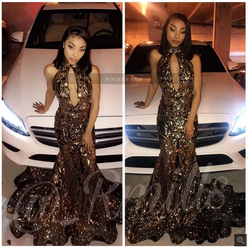 Sexy African Black Gold Sheer Mermaid Prom Dresses... From 204,09  | DHgate
