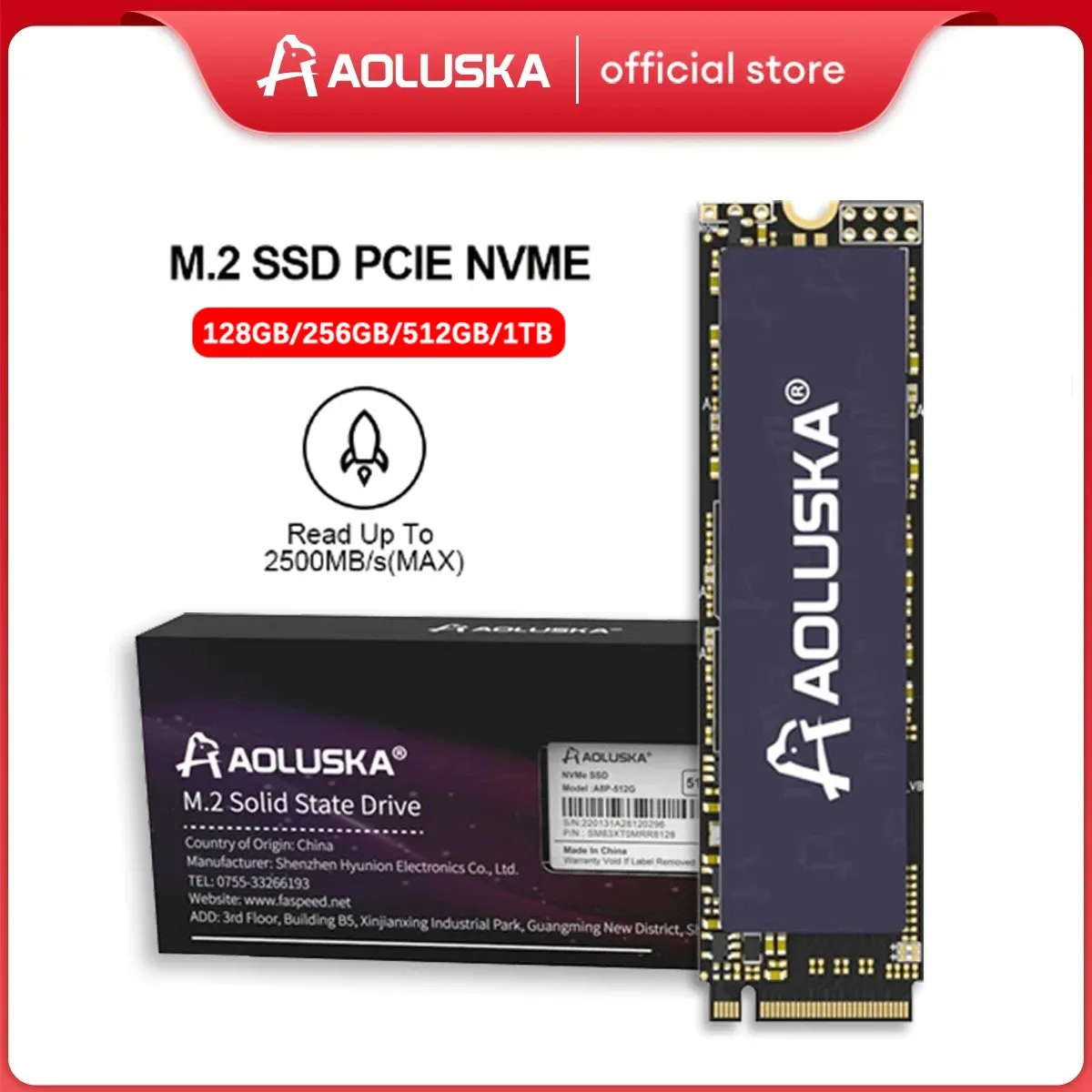 AOLUSKA NVMe M.2 Ie Internal SSD 128GB 256GB 512GB 1TB Solid State 