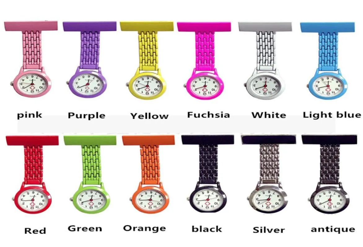 Colorful Stylish Metal Pocket Nurse Watches Quartz Analog Brooch Fob Watch Gift Hang Clock Medical Doctor Nursing Watch9941946