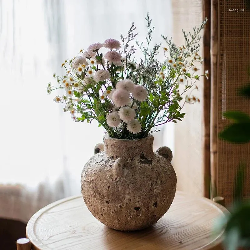 Vaser keramisk torkad blomma potten vas handgjorda grova keramik vintage arrangemang zen dekorationer