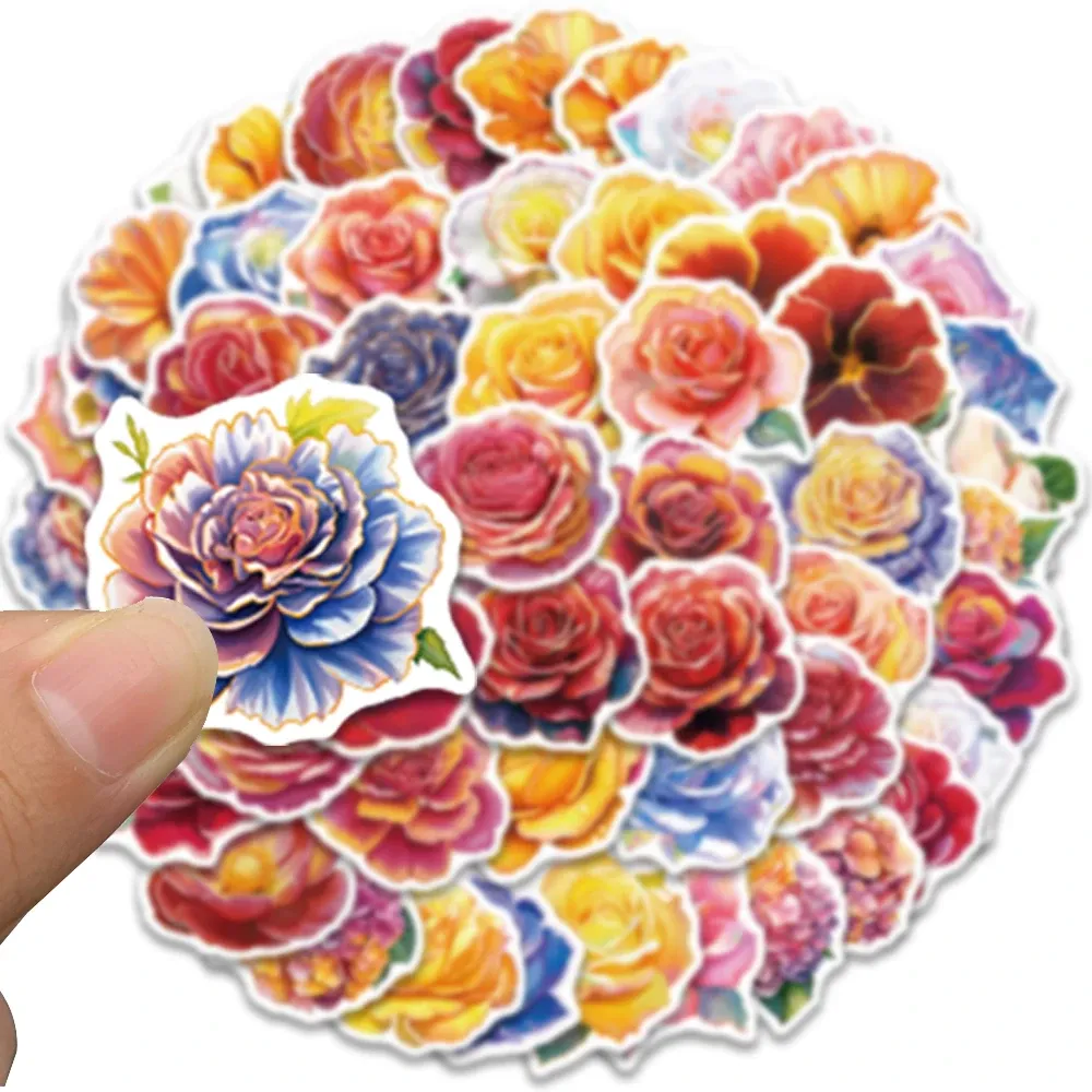 55pcs Blumenaufkleber für Notizbücher Stationery Laptop Scrapbooking Material Botanik Anlagen Aufkleber Ästhetische Handwerksbedarf