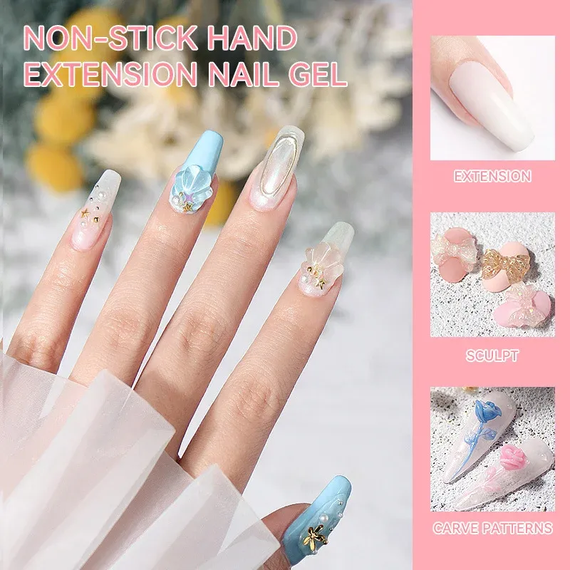 15ML Hard Jelly Extension Nail Gel Polish French Nails Nude Pink White Clear Fibre Glass Gum For Manicure Extendfor Fibre Glass Nail Gel