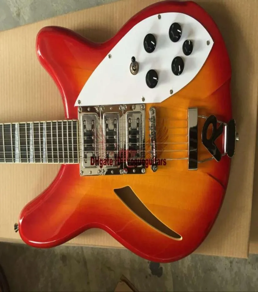 Cherry Burst 12 Strings 3 Pickups Guitarle elettrica 325 330 Guitatura intera di alta qualità9652970