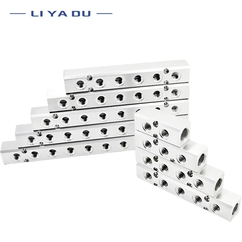 Pneumatische lucht multiple line uitlaatspruitstuk distributeur connector 1/2 pt draadpoort 2 3 4 5 6 may 1/4 aluminium splitter