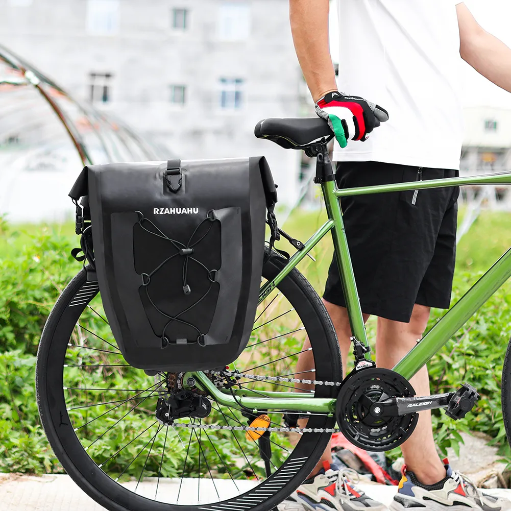 Bike Pannier Rear Rack Bag, 28L Waterproof Double Bicycle Rear Seat Trunk Carrier Reflective Anti Tear Cycle Saddle~p103826869