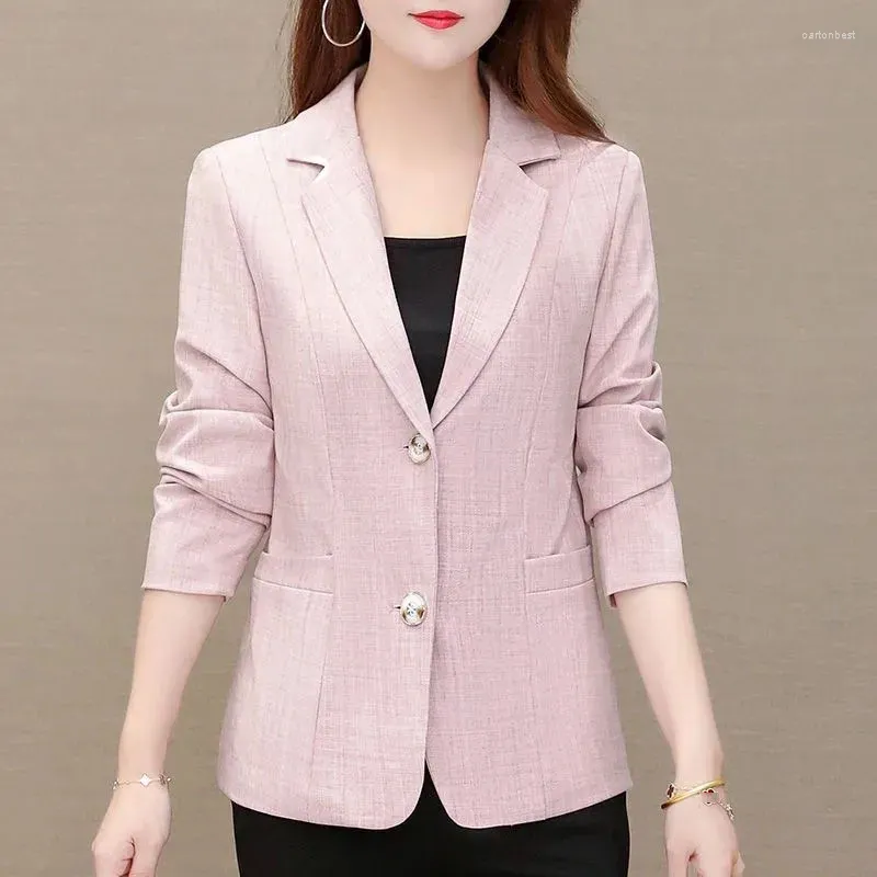 Ternos femininos 2024 Women Women Women Blazer Jacket coreano fino de manga longa de picada de peito pequeno Tops Tops Ladies Casual Slim Wild Blazers Lady