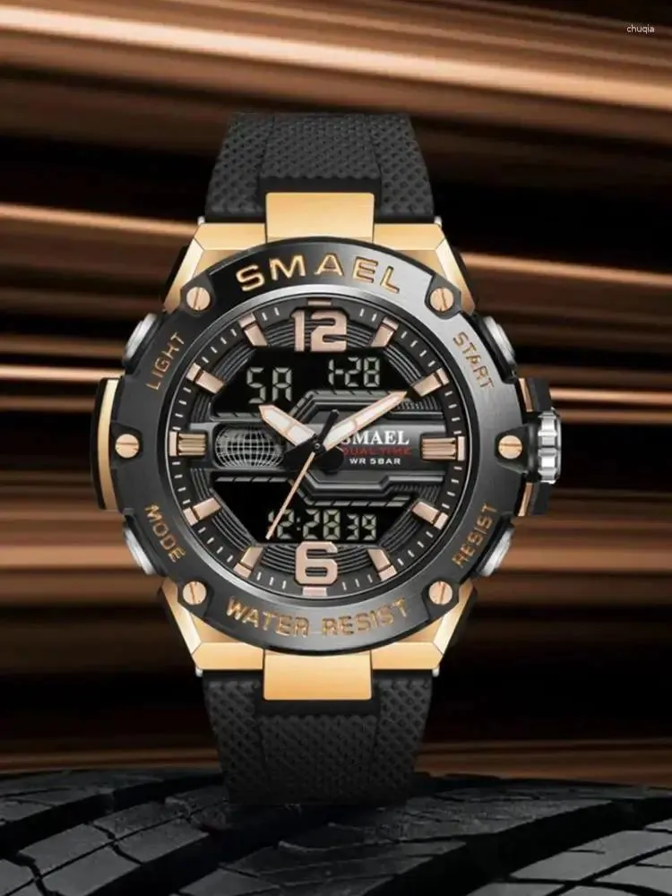 Montre-bracelets Fashion Men Watch Horloge 50m Témnomadie Digital Auto Digital Auto 8033 Sport pour hommes