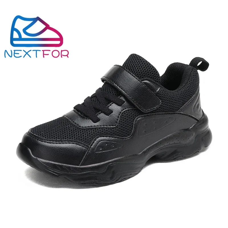 Baskets pour enfants chaussures de course garçons en caoutchouc semelles garçons chaussures de marche enfants confortables écoliers sneakers noirs en cuir sport kid chaussures