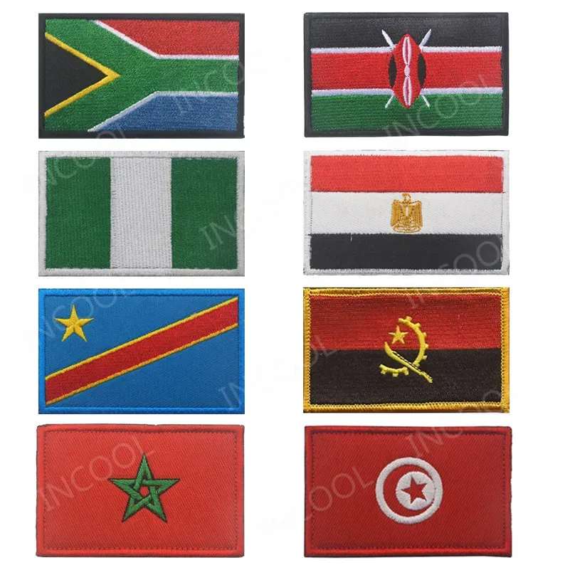 Afrique du Sud Égypte Kenya Congo Nigeria Angola Maroc Tunisie Patch Patch Flags Badges Patches Appliques Emblem Emblem