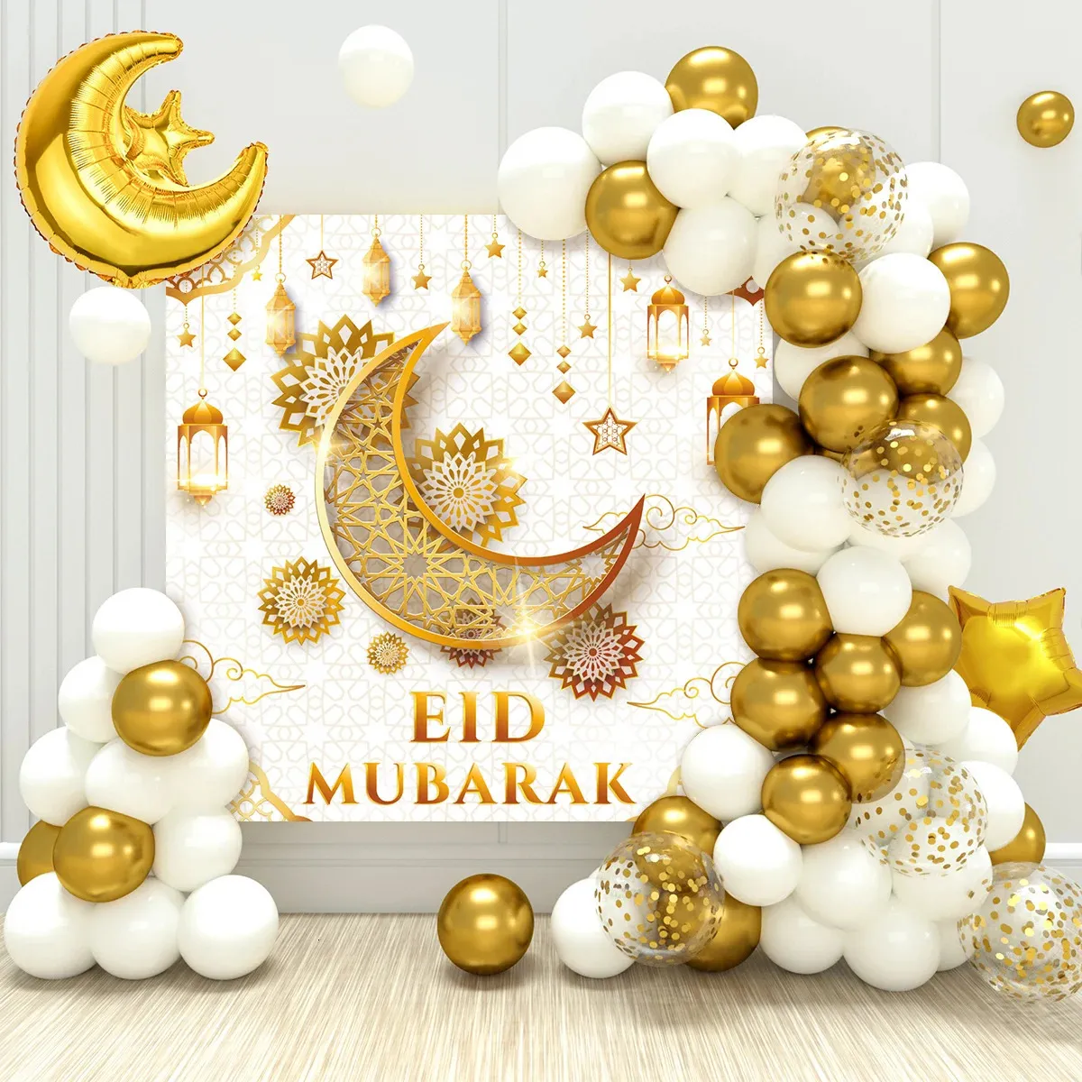 Eid Mubarak Balloon Background 2024 Home Lamadan Kareem Mubarak Ballons Muslim Islamic Festival Party Supplies 240328のラマダン装飾