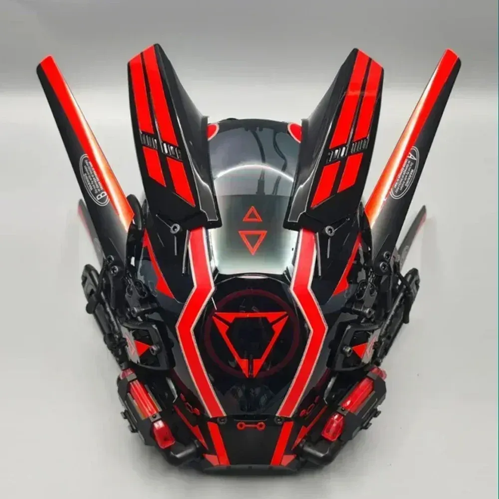 Futuristic Cyberpunk Helmet Mask: LED Light-up Cosplay