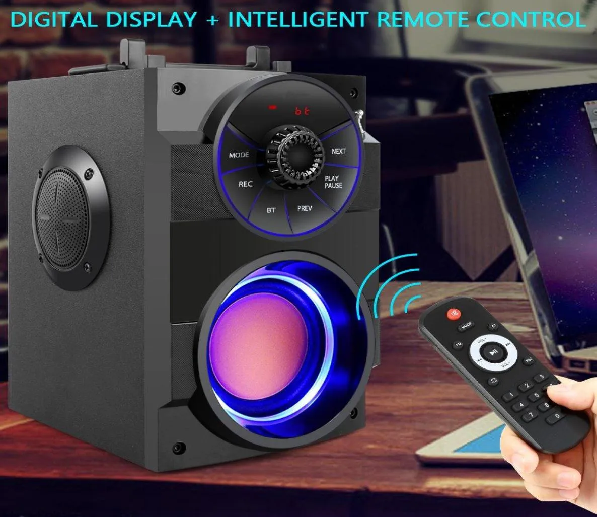 Taşınabilir Bluetooth Hoparlör Kablosuz Stereo Büyük Güçlü Subwoofer Bas Hoparlörler Boombox Desteği FM Radyo TF AUX USB S371028968