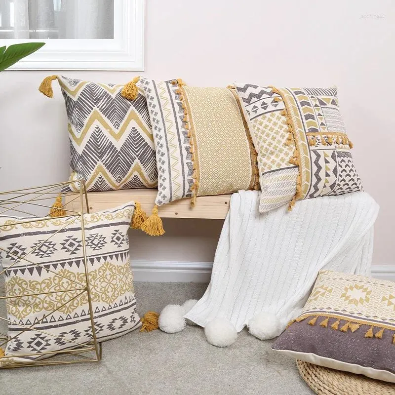 Almohada cubiertas estampadas marroquíes decorativas con cubierta geométrica de sofá cubierta 45x45cm decoración de la sala de estar boho