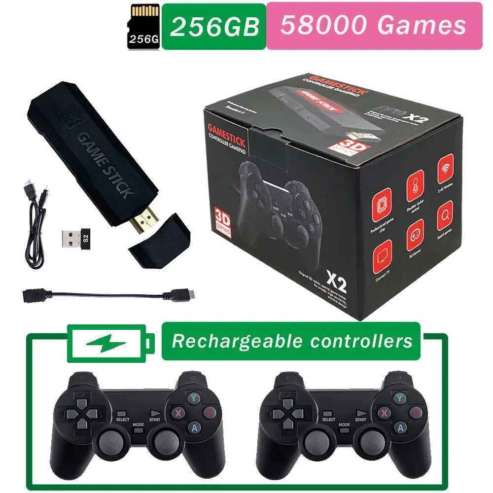4K HD Wireless Game Console with Dual Charging, 58000+ Games Included ...