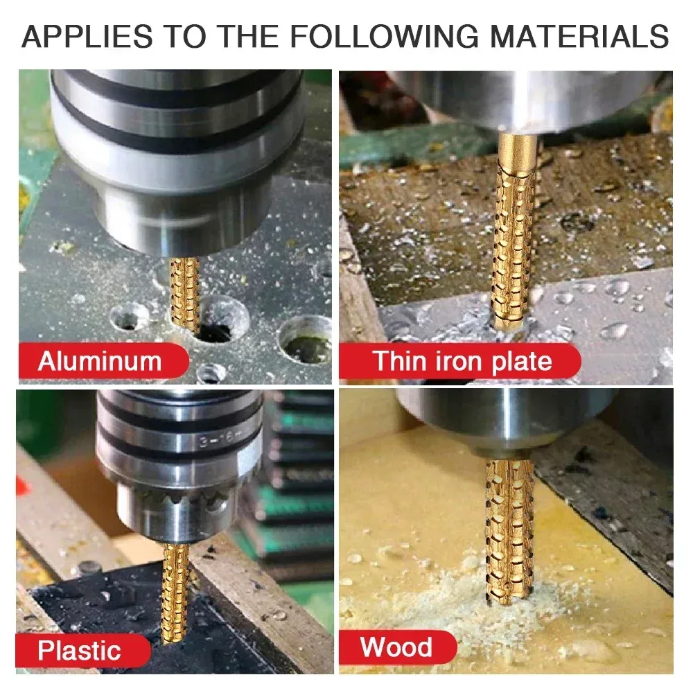 6st Step Drill Bit Saw Drill Bit Set Titan Milling Cutter 4-12 4-20 4-32mm 3 6 8mm för träbearbetning av metallkärnöppnare