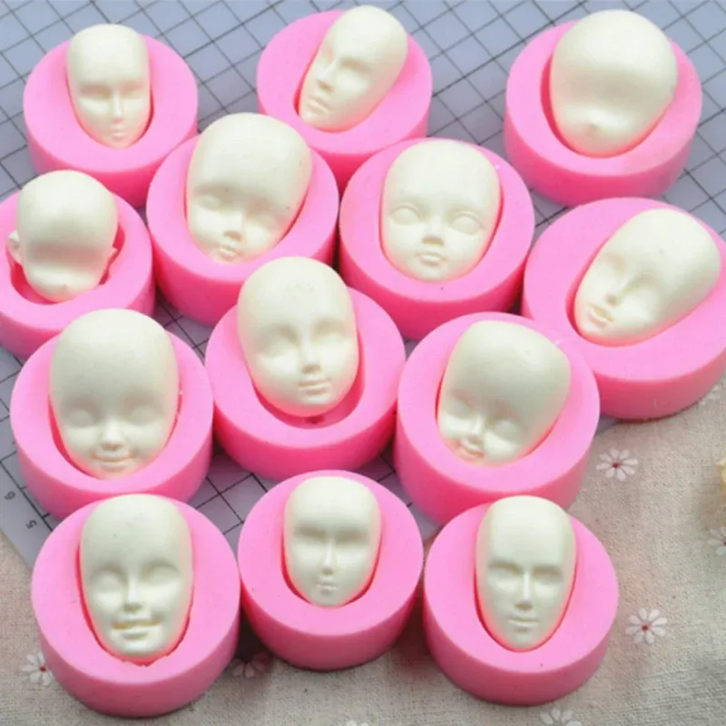 ZiXiang Human Face Silicone Molds Baby Face Fondant Mold For Chocolate Polymer Clay Candy Gum Paste Cake Decorating Set Of 6