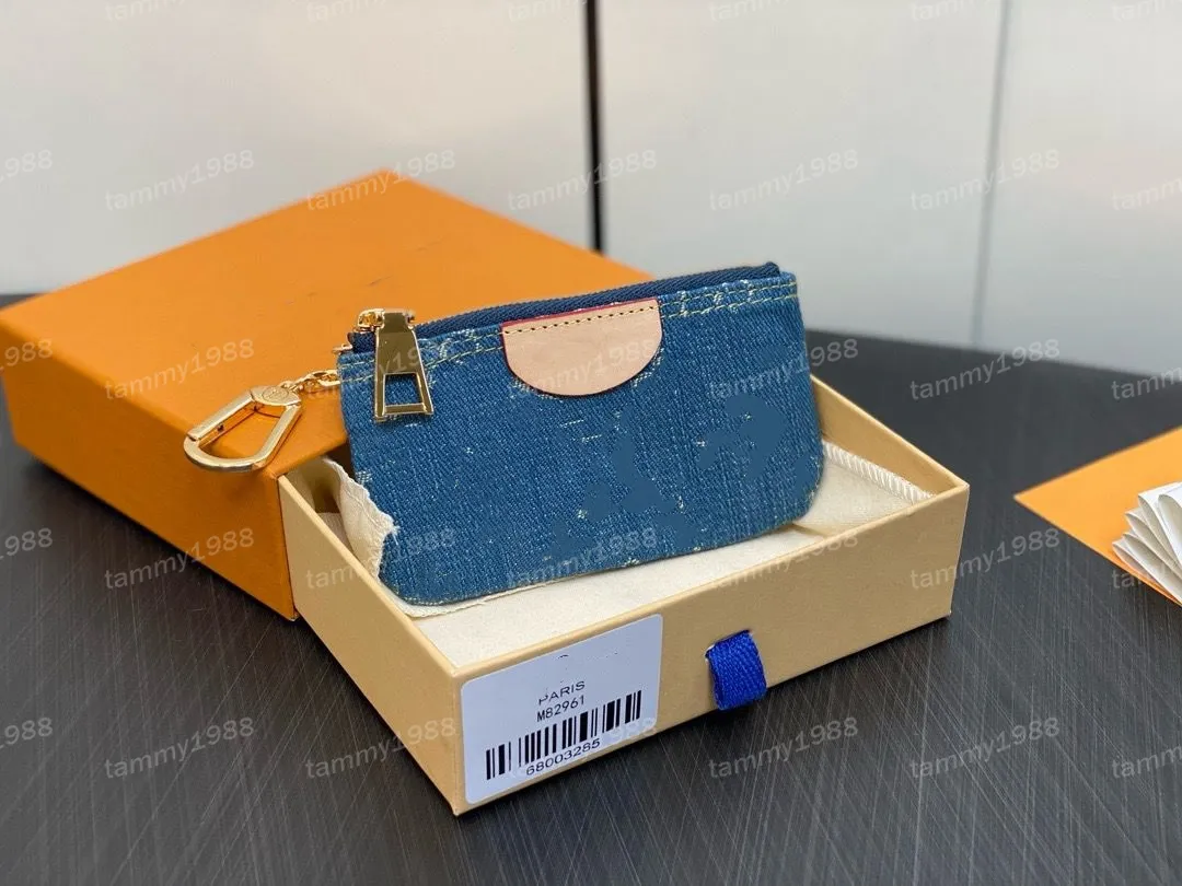 Denim Zippy Wallet LL10A Mirror High Quality Card Bag Designer Coin Wallet Exquisite Packaging cowboy Wallets Holders M82958 key pouch Mini Pocheette Accessoirees