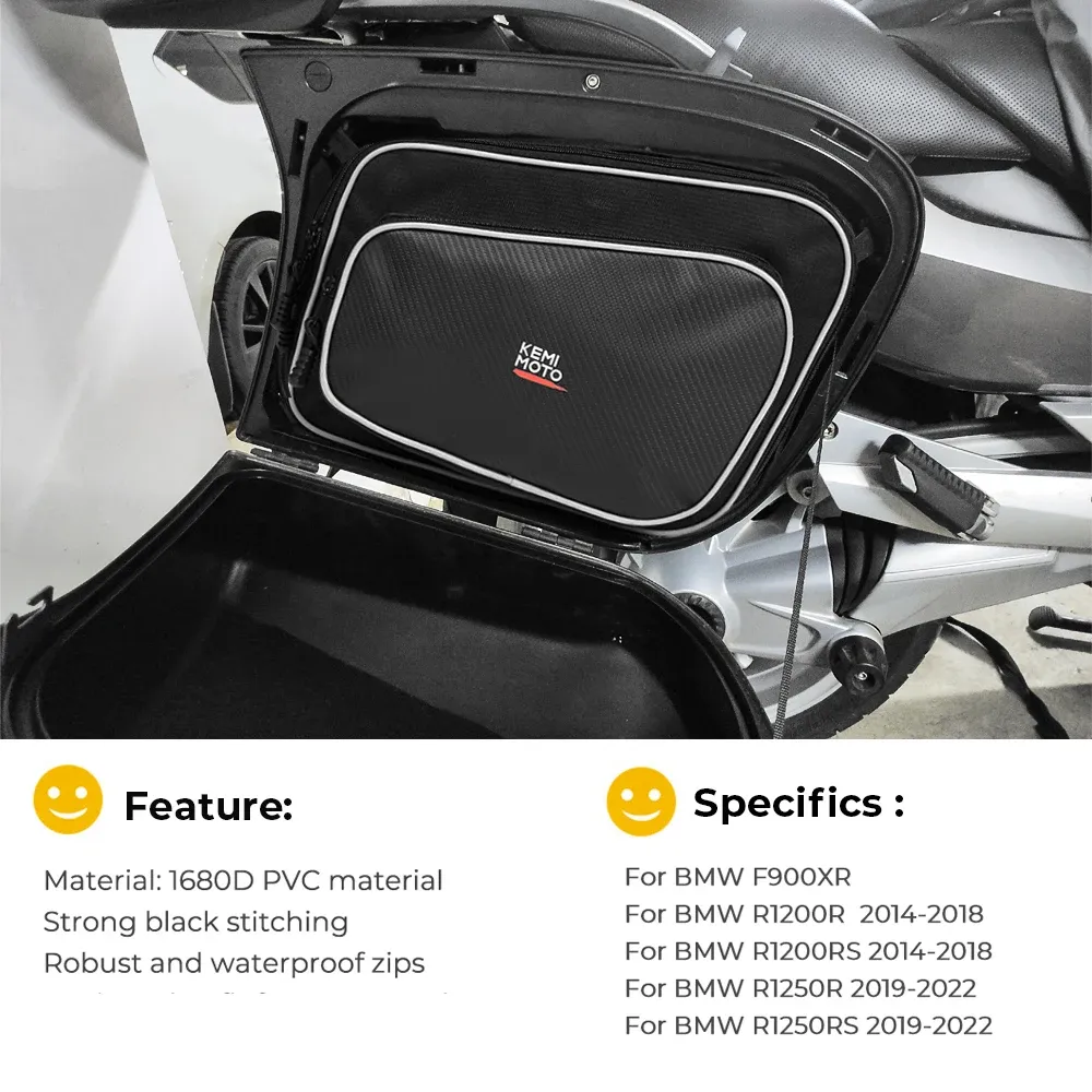 Bolsas internas para BMW R1200R R1200RS R1250R R1250RS R 1250 RS 1200RS Touring Pannier Inner Bag Motorcycle Sacos de bagagem expansíveis