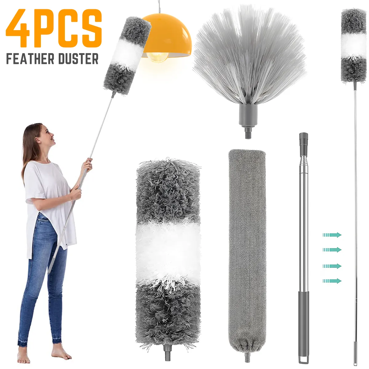 Ceiling Duster With Extension Pole Microfiber Duster 100 Inch Telescopic Extension Pole Kit - View #8