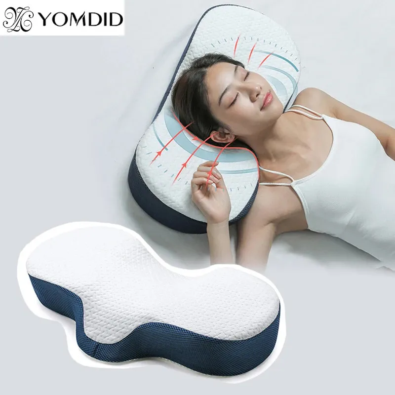 Memory Foam Bedding Pillow Neck Protection Bow Formed Sleeping Pillows Stöd huvudet Ortopedisk avkoppling Hälsa Cervical Neck 240327