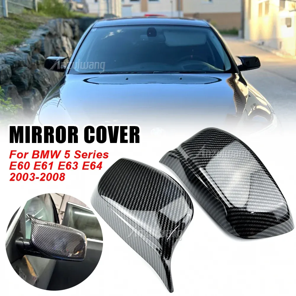 Carbon Fiber Style Mirror Cover Caps For BMW E60 E61 (2003-2008) – M Style Shells
