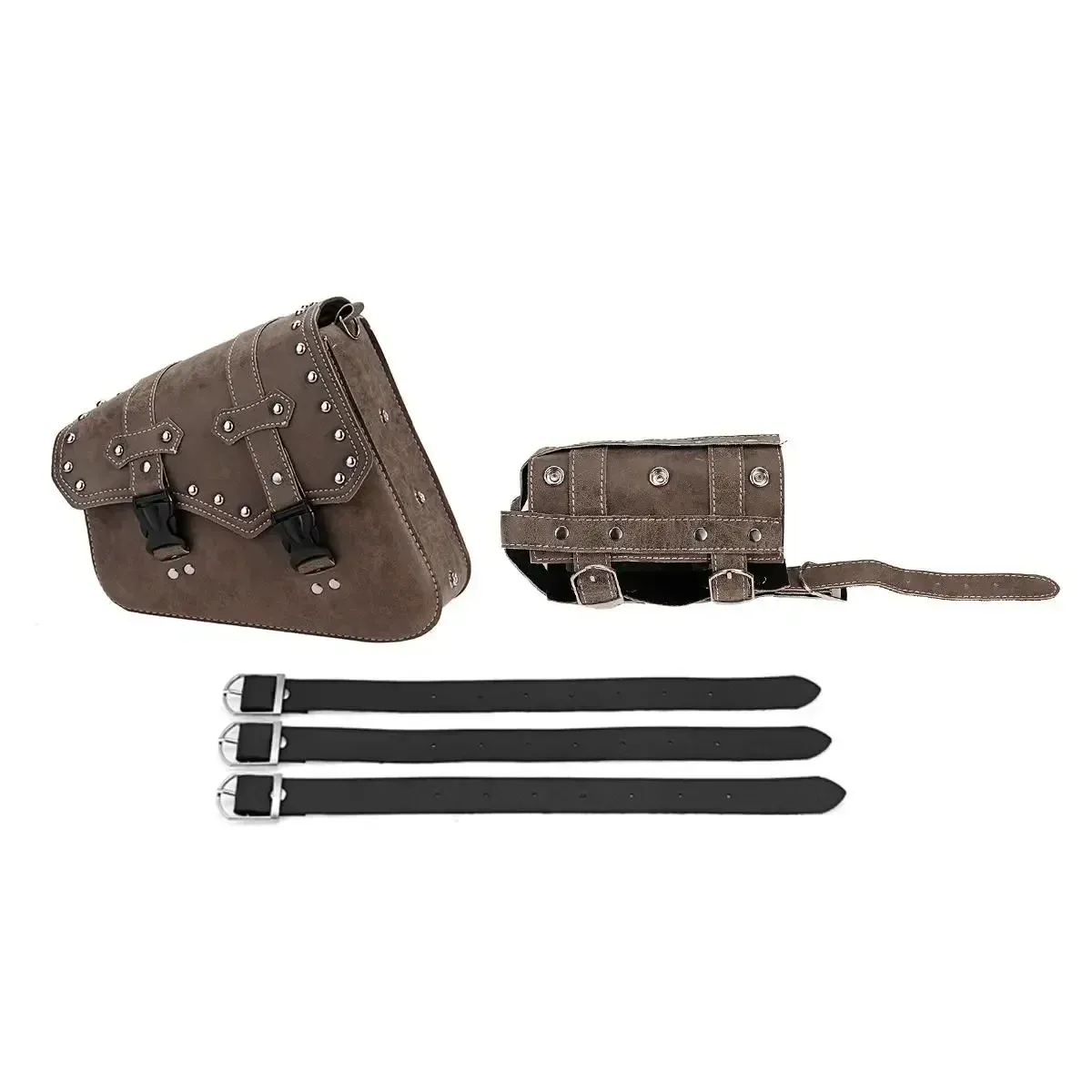 2024Waterproof PU Leather Motorcycle Saddlebags, Side Tool Pouch