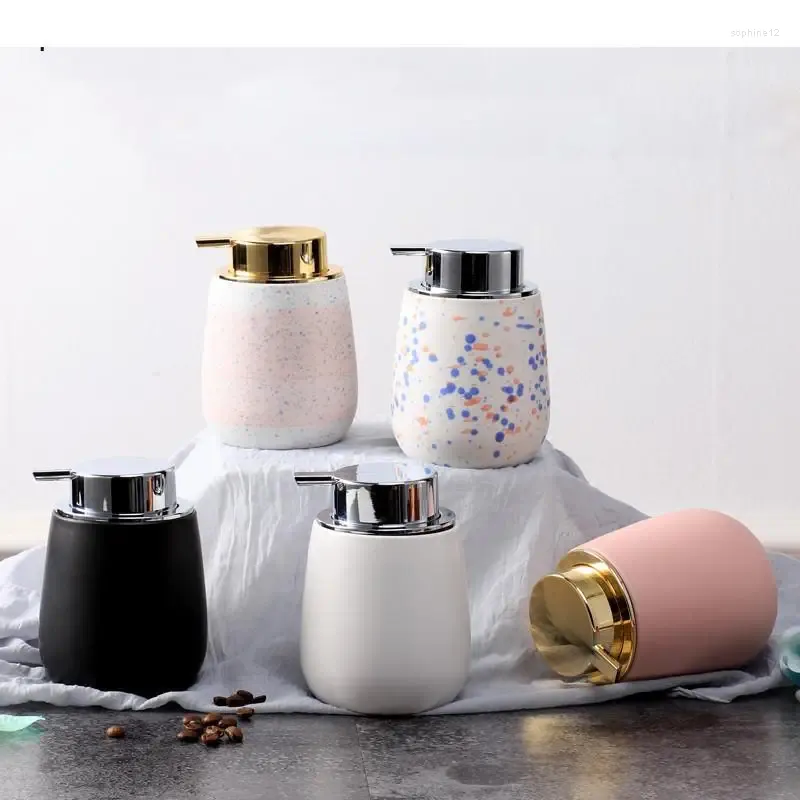 Liquid Soap Dispenser Nordic Ceramic Hand Bottle Portable Container Lotion Dispensing Pump Bathroom Accessories