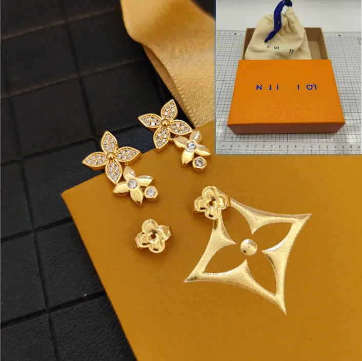 Pendientes Pendientes plateados plateados chapados en oro de lujo diseñador de marca de lujo con diseño de trébol