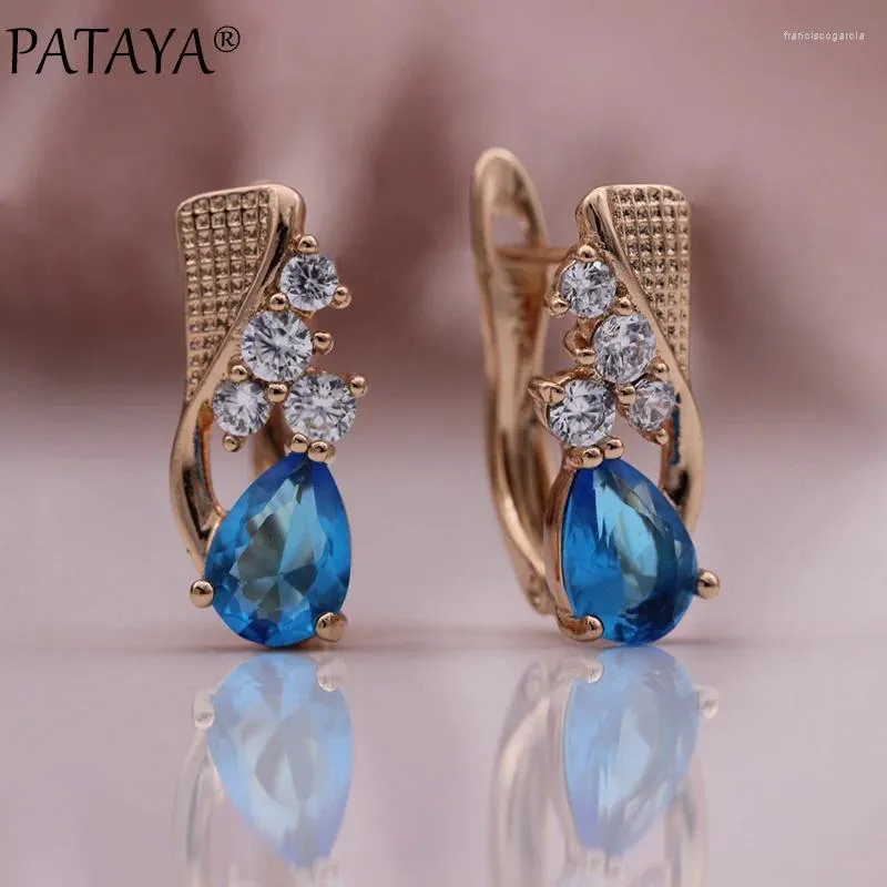 Dangle Ohrringe Pataya Wassertropfen natürlicher Zirkon 585 Roségoldene süße romantische feine Frauen Mode Schmuckblau Ohrring