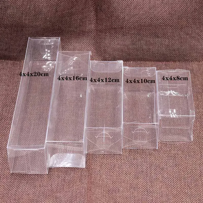 4x4xhigh Clear PVC Gifts Boxes Pakket Bruiloft/Kerstmis Candy/Apple/Cadeau/kaarsen/Dry Gift Display Box